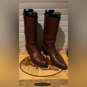 Rare Lucchese full ostrich piping cowboy boots